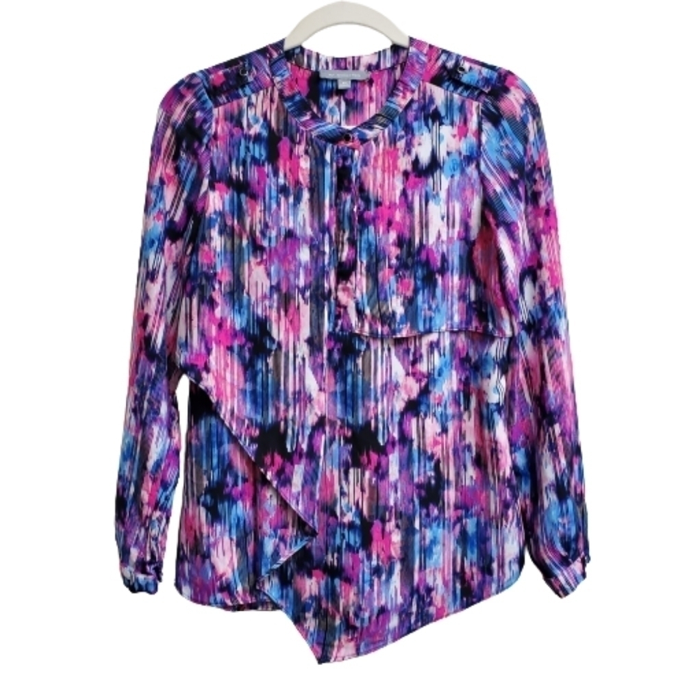 NY Collection Colorful Long Sleeved Blouse XS